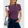 imageANRABESS Womens Lettuce Trim Mock Neck Short Sleeve Tops Casual Ribbed Knit Slim Fit Tee Shirt Spring Layer Vacation OutfitsPurple
