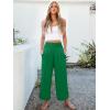 imageANRABESS Womens Pants Wide Leg High Waisted Palazzo Pants Summer Flowy Beach Lounge Casual Trousers with PocketsGreen