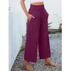 imageANRABESS Womens Pants Wide Leg High Waisted Palazzo Pants Summer Flowy Beach Lounge Casual Trousers with PocketsPurple Red