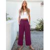 imageANRABESS Womens Pants Wide Leg High Waisted Palazzo Pants Summer Flowy Beach Lounge Casual Trousers with PocketsPurple Red