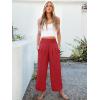 imageANRABESS Womens Pants Wide Leg High Waisted Palazzo Pants Summer Flowy Beach Lounge Casual Trousers with PocketsRed