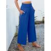 imageANRABESS Womens Pants Wide Leg High Waisted Palazzo Pants Summer Flowy Beach Lounge Casual Trousers with PocketsRoyal Blue