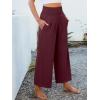 imageANRABESS Womens Pants Wide Leg High Waisted Palazzo Pants Summer Flowy Beach Lounge Casual Trousers with PocketsWine Red
