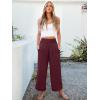 imageANRABESS Womens Pants Wide Leg High Waisted Palazzo Pants Summer Flowy Beach Lounge Casual Trousers with PocketsWine Red