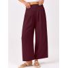 imageANRABESS Womens Pants Wide Leg High Waisted Palazzo Pants Summer Flowy Beach Lounge Casual Trousers with PocketsWine Red