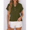 imageANRABESS Womens Short Sleeve Henley Tops V Neck Dressy Casual Blouses Summer Trendy Tee Shirts 2026 Vacation Fashion ClothesArmy Green