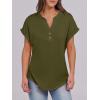 imageANRABESS Womens Short Sleeve Henley Tops V Neck Dressy Casual Blouses Summer Trendy Tee Shirts 2026 Vacation Fashion ClothesArmy Green