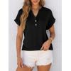 imageANRABESS Womens Short Sleeve Henley Tops V Neck Dressy Casual Blouses Summer Trendy Tee Shirts 2026 Vacation Fashion ClothesBlack