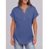 imageANRABESS Womens Short Sleeve Henley Tops V Neck Dressy Casual Blouses Summer Trendy Tee Shirts 2026 Vacation Fashion ClothesBlue