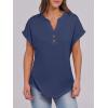 imageANRABESS Womens Short Sleeve Henley Tops V Neck Dressy Casual Blouses Summer Trendy Tee Shirts 2026 Vacation Fashion ClothesBlue Gray