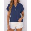 imageANRABESS Womens Short Sleeve Henley Tops V Neck Dressy Casual Blouses Summer Trendy Tee Shirts 2026 Vacation Fashion ClothesBlue Gray