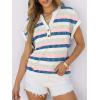 imageANRABESS Womens Short Sleeve Henley Tops V Neck Dressy Casual Blouses Summer Trendy Tee Shirts 2026 Vacation Fashion ClothesBlue Pink Strip