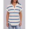imageANRABESS Womens Short Sleeve Henley Tops V Neck Dressy Casual Blouses Summer Trendy Tee Shirts 2026 Vacation Fashion ClothesBlue Pink Strip