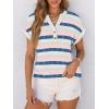 imageANRABESS Womens Short Sleeve Henley Tops V Neck Dressy Casual Blouses Summer Trendy Tee Shirts 2026 Vacation Fashion ClothesBlue Pink Strip