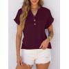 imageANRABESS Womens Short Sleeve Henley Tops V Neck Dressy Casual Blouses Summer Trendy Tee Shirts 2026 Vacation Fashion ClothesBrick Red