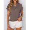 imageANRABESS Womens Short Sleeve Henley Tops V Neck Dressy Casual Blouses Summer Trendy Tee Shirts 2026 Vacation Fashion ClothesBrown