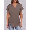 imageANRABESS Womens Short Sleeve Henley Tops V Neck Dressy Casual Blouses Summer Trendy Tee Shirts 2026 Vacation Fashion ClothesBrown