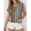 imageANRABESS Womens Short Sleeve Henley Tops V Neck Dressy Casual Blouses Summer Trendy Tee Shirts 2026 Vacation Fashion ClothesBrown White Strip