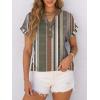 imageANRABESS Womens Short Sleeve Henley Tops V Neck Dressy Casual Blouses Summer Trendy Tee Shirts 2026 Vacation Fashion ClothesBrown White Strip