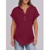 imageANRABESS Womens Short Sleeve Henley Tops V Neck Dressy Casual Blouses Summer Trendy Tee Shirts 2026 Vacation Fashion ClothesBurgundy