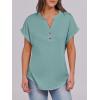 imageANRABESS Womens Short Sleeve Henley Tops V Neck Dressy Casual Blouses Summer Trendy Tee Shirts 2026 Vacation Fashion ClothesCadet Blue
