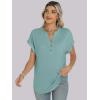 imageANRABESS Womens Short Sleeve Henley Tops V Neck Dressy Casual Blouses Summer Trendy Tee Shirts 2026 Vacation Fashion ClothesCadet Blue