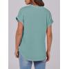 imageANRABESS Womens Short Sleeve Henley Tops V Neck Dressy Casual Blouses Summer Trendy Tee Shirts 2026 Vacation Fashion ClothesCadet Blue
