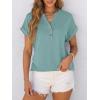 imageANRABESS Womens Short Sleeve Henley Tops V Neck Dressy Casual Blouses Summer Trendy Tee Shirts 2026 Vacation Fashion ClothesCadet Blue