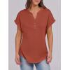 imageANRABESS Womens Short Sleeve Henley Tops V Neck Dressy Casual Blouses Summer Trendy Tee Shirts 2026 Vacation Fashion ClothesCaramel Brown