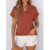 imageANRABESS Womens Short Sleeve Henley Tops V Neck Dressy Casual Blouses Summer Trendy Tee Shirts 2026 Vacation Fashion ClothesCaramel Brown