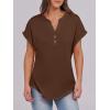 imageANRABESS Womens Short Sleeve Henley Tops V Neck Dressy Casual Blouses Summer Trendy Tee Shirts 2026 Vacation Fashion ClothesCoffee