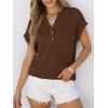 imageANRABESS Womens Short Sleeve Henley Tops V Neck Dressy Casual Blouses Summer Trendy Tee Shirts 2026 Vacation Fashion ClothesCoffee