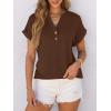 imageANRABESS Womens Short Sleeve Henley Tops V Neck Dressy Casual Blouses Summer Trendy Tee Shirts 2026 Vacation Fashion ClothesCoffee