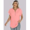 imageANRABESS Womens Short Sleeve Henley Tops V Neck Dressy Casual Blouses Summer Trendy Tee Shirts 2026 Vacation Fashion ClothesCoral