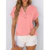 imageANRABESS Womens Short Sleeve Henley Tops V Neck Dressy Casual Blouses Summer Trendy Tee Shirts 2026 Vacation Fashion ClothesCoral