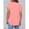 imageANRABESS Womens Short Sleeve Henley Tops V Neck Dressy Casual Blouses Summer Trendy Tee Shirts 2026 Vacation Fashion ClothesCoral