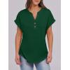 imageANRABESS Womens Short Sleeve Henley Tops V Neck Dressy Casual Blouses Summer Trendy Tee Shirts 2026 Vacation Fashion ClothesDark Green