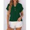 imageANRABESS Womens Short Sleeve Henley Tops V Neck Dressy Casual Blouses Summer Trendy Tee Shirts 2026 Vacation Fashion ClothesDark Green