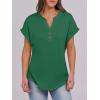 imageANRABESS Womens Short Sleeve Henley Tops V Neck Dressy Casual Blouses Summer Trendy Tee Shirts 2026 Vacation Fashion ClothesGreen