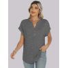 imageANRABESS Womens Short Sleeve Henley Tops V Neck Dressy Casual Blouses Summer Trendy Tee Shirts 2026 Vacation Fashion ClothesGrey
