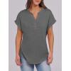 imageANRABESS Womens Short Sleeve Henley Tops V Neck Dressy Casual Blouses Summer Trendy Tee Shirts 2026 Vacation Fashion ClothesGrey