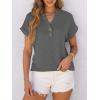 imageANRABESS Womens Short Sleeve Henley Tops V Neck Dressy Casual Blouses Summer Trendy Tee Shirts 2026 Vacation Fashion ClothesGrey