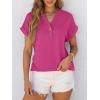 imageANRABESS Womens Short Sleeve Henley Tops V Neck Dressy Casual Blouses Summer Trendy Tee Shirts 2026 Vacation Fashion ClothesHot Pink