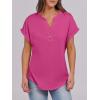 imageANRABESS Womens Short Sleeve Henley Tops V Neck Dressy Casual Blouses Summer Trendy Tee Shirts 2026 Vacation Fashion ClothesHot Pink