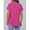 imageANRABESS Womens Short Sleeve Henley Tops V Neck Dressy Casual Blouses Summer Trendy Tee Shirts 2026 Vacation Fashion ClothesHot Pink