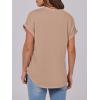 imageANRABESS Womens Short Sleeve Henley Tops V Neck Dressy Casual Blouses Summer Trendy Tee Shirts 2026 Vacation Fashion ClothesKhaki
