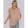 imageANRABESS Womens Short Sleeve Henley Tops V Neck Dressy Casual Blouses Summer Trendy Tee Shirts 2026 Vacation Fashion ClothesKhaki