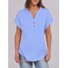 imageANRABESS Womens Short Sleeve Henley Tops V Neck Dressy Casual Blouses Summer Trendy Tee Shirts 2026 Vacation Fashion ClothesLight Blue