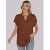 imageANRABESS Womens Short Sleeve Henley Tops V Neck Dressy Casual Blouses Summer Trendy Tee Shirts 2026 Vacation Fashion ClothesMaple Brown