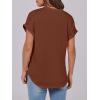 imageANRABESS Womens Short Sleeve Henley Tops V Neck Dressy Casual Blouses Summer Trendy Tee Shirts 2026 Vacation Fashion ClothesMaple Brown